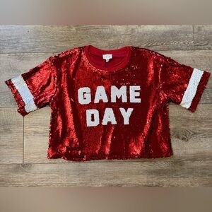 Le Lis Red Sequin Crop Top